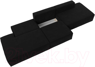 Диван Лига Диванов Прага Лофт Лонг (микровельвет черный)
