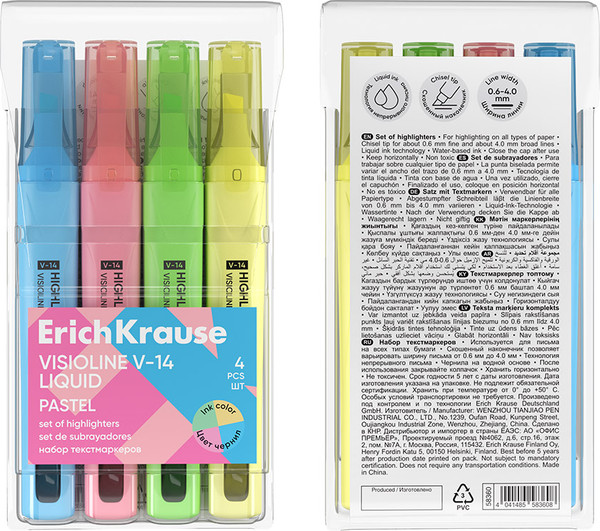 Текстовыделитель Erich Krause Liquid Visioline V-14 Pastel / 58360