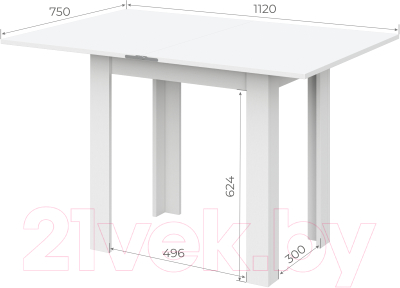 Обеденный стол NN мебель СО 3 раскладной (белый)