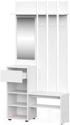 Секция в прихожую NN мебель Токио с зеркалом (белый текстурный)
