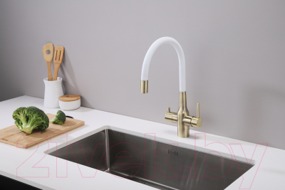 Смеситель Paulmark Salix Sa213419-BRw (бронза/белый)