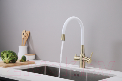 Смеситель Paulmark Salix Sa213419-BRw (бронза/белый)