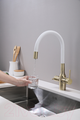 Смеситель Paulmark Salix Sa213419-BRw (бронза/белый)