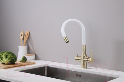 Смеситель Paulmark Salix Sa213419-BRw (бронза/белый)