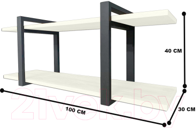Полка Millwood Настенная 100x30x40 (белый/металл черный)