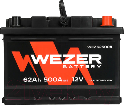 Автомобильный аккумулятор Wezer 500A R+ / WEZ62500R - фото