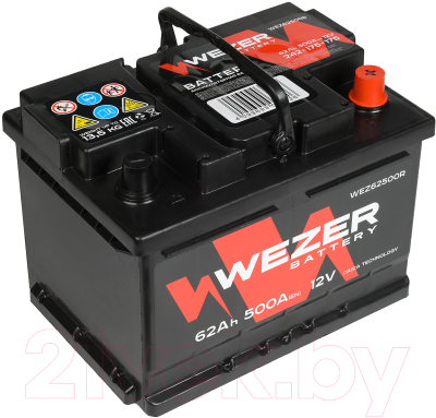 Автомобильный аккумулятор Wezer 500A R+ / WEZ62500R
