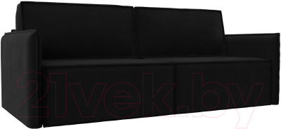 Диван Лига Диванов Либерти (микровельвет черный) - фото