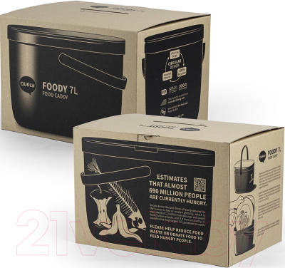 Контейнер для пищевых отходов Qualy Foody / QL10380-GY