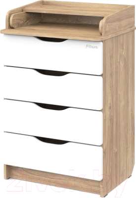 Комод пеленальный Pituso Сириус Wood 604 ПВХ (с шариковыми направляющими, дуб канзас) - фото