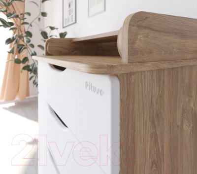 Комод пеленальный Pituso Сириус Wood 604 ПВХ (с шариковыми направляющими, дуб канзас)