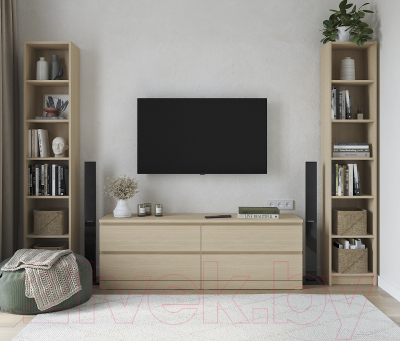 Стеллаж Mio Tesoro Варма 40 (шпон дуб, беленый)