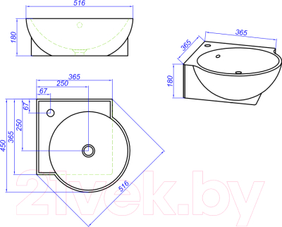 Умывальник Aqwella Дельта 45 / 4640021061435