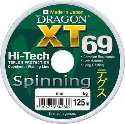 Леска монофильная Dragon XT 69 Hi-Tech Pro Spinning 0.22мм 125м / 33-32-022 - фото