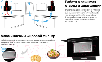 Вытяжка наклонная Weissgauff Phact 60 BL Sensor