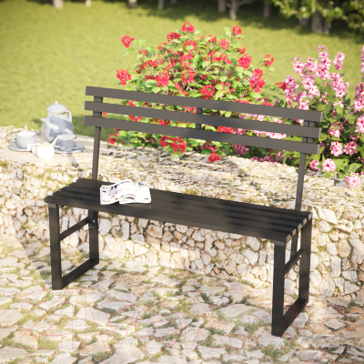 Скамья садовая Sundays Relax СКМС-1 со спинкой (черный)