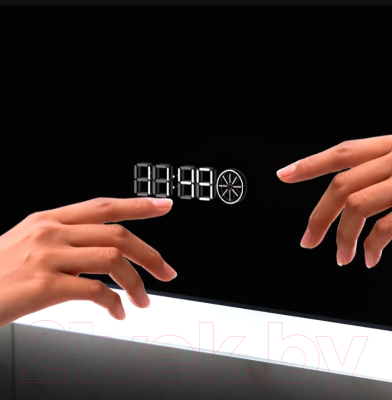 Зеркало Пекам Greta 110x80 / greta-110x80scl (с подсветкой, с сенсором на прикосновение, часами)