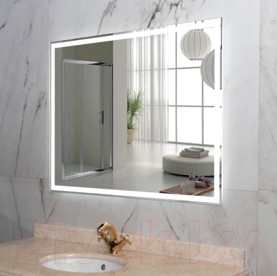 Зеркало Пекам Greta 110x80 / greta-110x80scl (с подсветкой, с сенсором на прикосновение, часами)