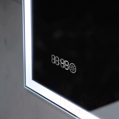 Зеркало Пекам Greta 110x80 / greta-110x80scl (с подсветкой, с сенсором на прикосновение, часами)