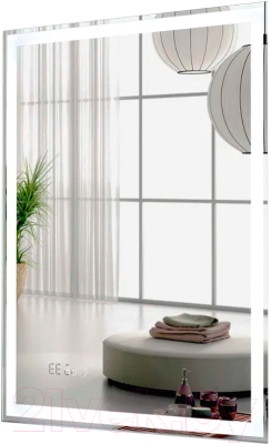 Зеркало Пекам Greta 80x110 / greta-80x110scl (с подсветкой, с сенсором на прикосновение, часами) - фото