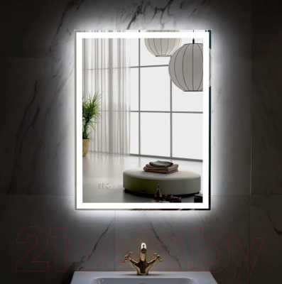 Зеркало Пекам Greta 80x110 / greta-80x110scl (с подсветкой, с сенсором на прикосновение, часами)
