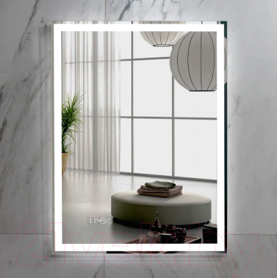 Зеркало Пекам Greta 80x110 / greta-80x110scl (с подсветкой, с сенсором на прикосновение, часами)