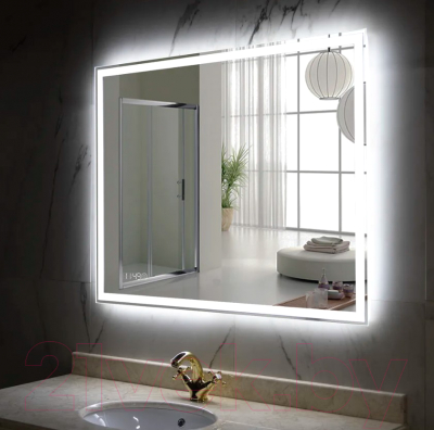 Зеркало Пекам Greta 140x80 / greta-140x80scl (с подсветкой, с сенсором на прикосновение, часами)