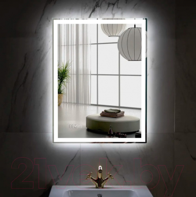 Зеркало Пекам Greta 80x140 / greta-80x140scl (с подсветкой, с сенсором на прикосновение, часами)