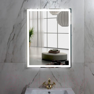 Зеркало Пекам Greta 80x140 / greta-80x140scl (с подсветкой, с сенсором на прикосновение, часами)