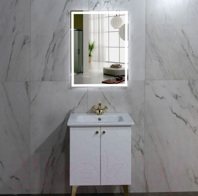 Зеркало Пекам Greta 80x140 / greta-80x140scl (с подсветкой, с сенсором на прикосновение, часами)