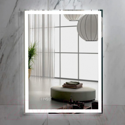 Зеркало Пекам Greta 80x140 / greta-80x140scl (с подсветкой, с сенсором на прикосновение, часами)
