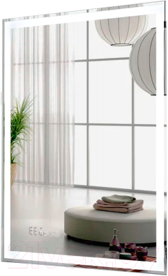 Зеркало Пекам Greta 80x110 / greta-80x110spcl (с подсветкой, с сенсором на прикосновение, подогрев, часы) - фото
