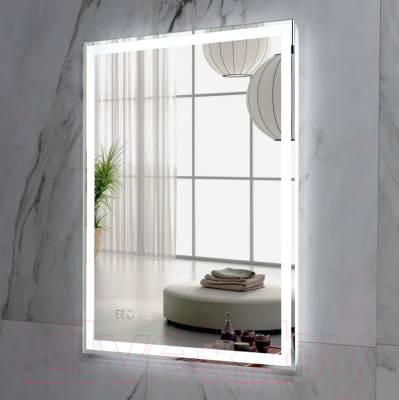 Зеркало Пекам Greta 80x110 / greta-80x110spcl (с подсветкой, с сенсором на прикосновение, подогрев, часы)