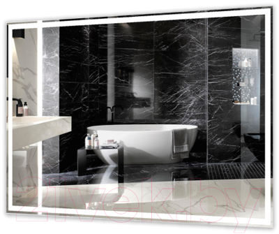 Зеркало Пекам Greta 140x80 / greta-140x80spcl (с подсветкой, с сенсором на прикосновение, подогрев, часы)