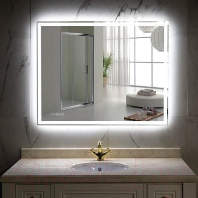 Зеркало Пекам Greta 140x80 / greta-140x80spcl (с подсветкой, с сенсором на прикосновение, подогрев, часы)