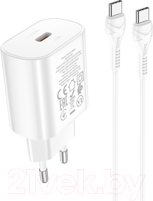 Зарядное устройство сетевое Hoco N22 + кабель Type-C to Type-C - фото