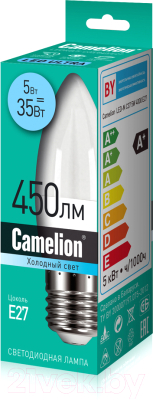 Лампа Camelion LEDRB/5-C35/840/E27 / 15052