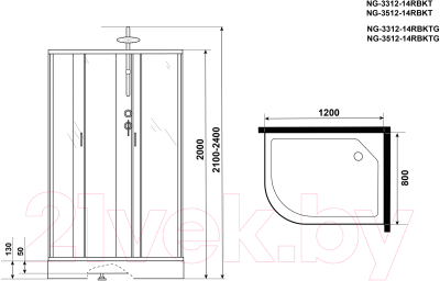 Душевая кабина Niagara NG-3312-14RBKT 120x80x200