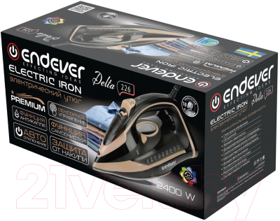 Утюг Endever Delta-226 (черный/бежевый)