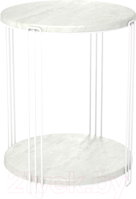 Журнальный столик Sheffilton SHT-CT33-1 (белый муар/бетон лофт) - фото