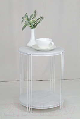 Журнальный столик Sheffilton SHT-CT33-1 (белый муар/бетон лофт)