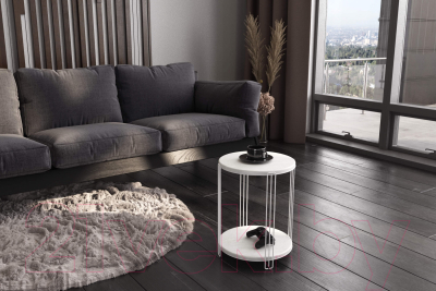 Журнальный столик Sheffilton SHT-CT33-1 (белый муар/бетон лофт)