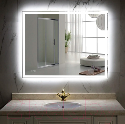 Зеркало Пекам Greta 110x80 / greta-110x80dpcl (с подсветкой, с сенсором на взмах руки, подогрев, часы)