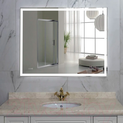 Зеркало Пекам Greta 110x80 / greta-110x80dpcl (с подсветкой, с сенсором на взмах руки, подогрев, часы)