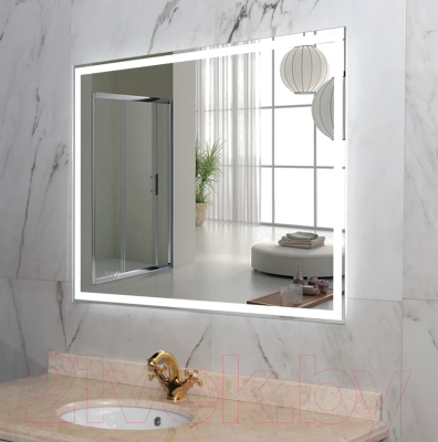 Зеркало Пекам Greta 110x80 / greta-110x80dpcl (с подсветкой, с сенсором на взмах руки, подогрев, часы)