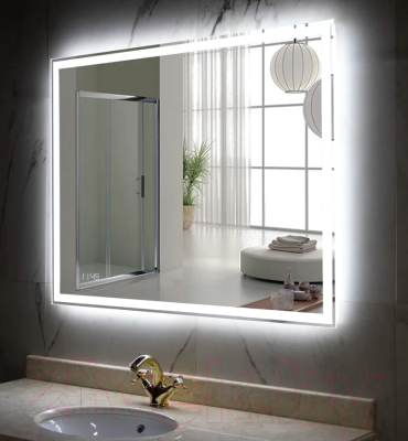 Зеркало Пекам Greta 110x80 / greta-110x80dpcl (с подсветкой, с сенсором на взмах руки, подогрев, часы)