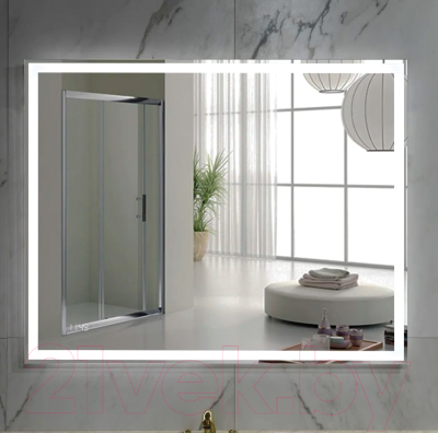 Зеркало Пекам Greta 110x80 / greta-110x80dpcl (с подсветкой, с сенсором на взмах руки, подогрев, часы)