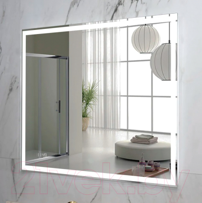 Зеркало Пекам Greta 110x80 / greta-110x80dpcl (с подсветкой, с сенсором на взмах руки, подогрев, часы)