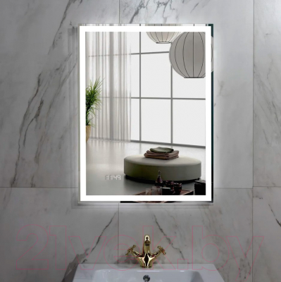 Зеркало Пекам Greta 80x110 / greta-80x110dcl (с подсветкой, с сенсором на взмах руки, часами)
