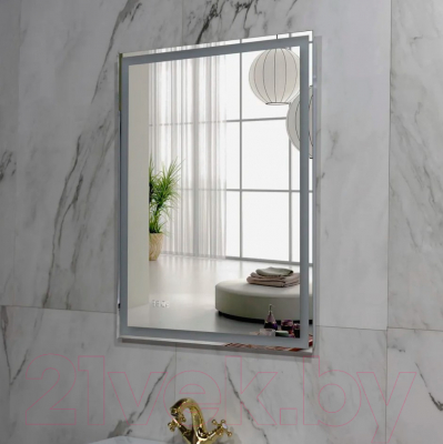 Зеркало Пекам Greta 80x110 / greta-80x110dcl (с подсветкой, с сенсором на взмах руки, часами)